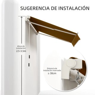 Toldo Marrón Brazo Articulado y Manivela