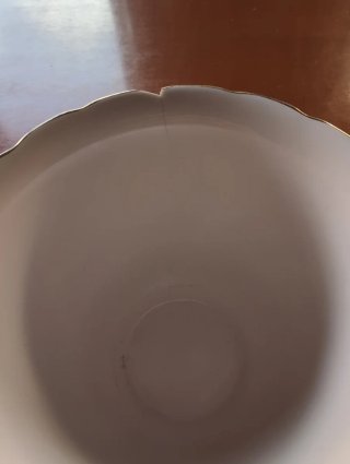 Cubremaceta de porcelana rosa y blanco