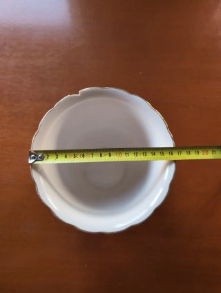 Cubremaceta de porcelana rosa y blanco