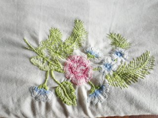 Lenzuolo matrimoniale vintage cotone ricamato