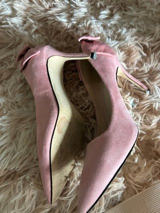 Zapatos de tacón rosa con lazo talla 36