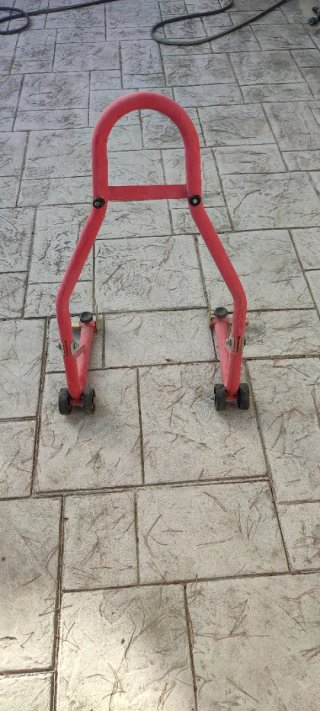 Caballete para moto color rosa