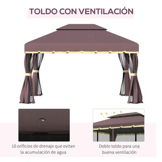 Gazebo 4x3 Aluminio con Mosquiteras y Cortinas