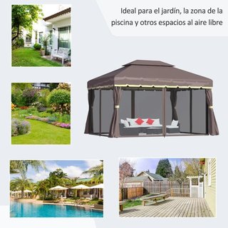 Gazebo 4x3 Aluminio con Mosquiteras y Cortinas