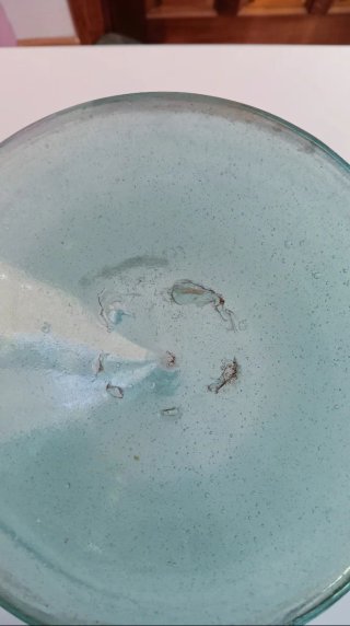 Antigua Garrafa de Cristal Soplado Azul Cristalino