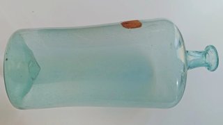 Antigua Garrafa de Cristal Soplado Azul Cristalino