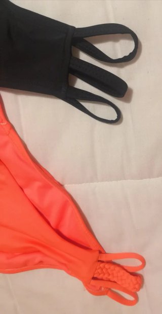 Bragas bikini S (negro, naranja)