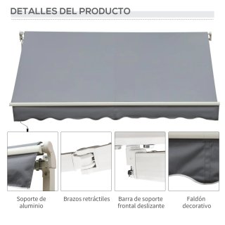 Toldo retráctil manual 3x2.5m