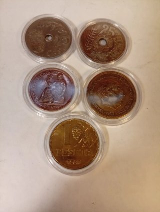 Lote 9 monedas A.XIII, II República, E.Español.