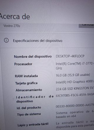 Dell Vostro, Core I7 , 16GB RAM , SSD 240