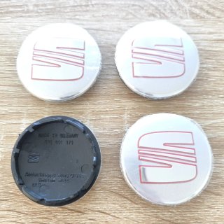 TAPABUJES SEAT 56mm PLATA - EMBLEMA LLANTAS SEAT