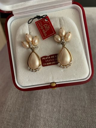 Pendientes Plata 925 Baño Oro 18kt con Perlas