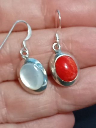 Pendientes Plata Ley coral y nacar