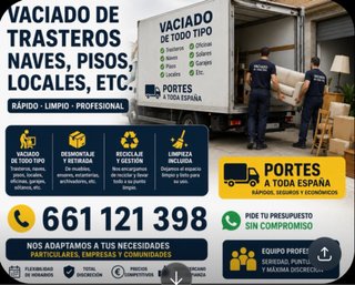 Vaciado de trasteros , pisos, naves ,portes