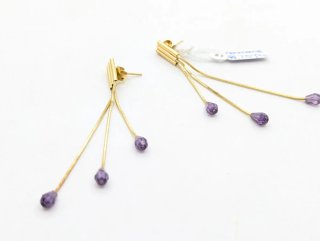 Pendientes Oro 18k con Cristales Morados