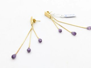 Pendientes Oro 18k con Cristales Morados