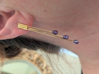 Pendientes Oro 18k con Cristales Morados