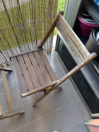 Mesa y 2 Sillas Madera Balcón Plegables