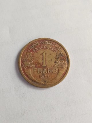 Moneda 1 Franco África Occidental Francesa 1944
