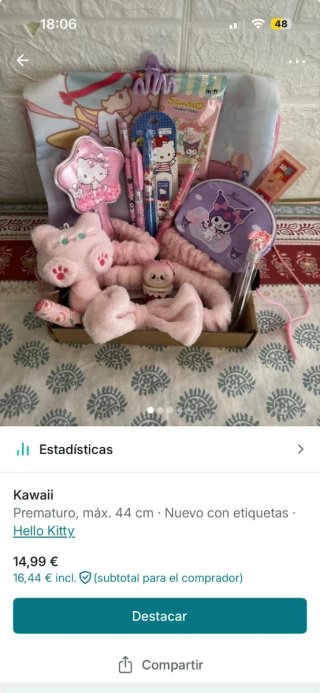 Cesta Kawaii Hello Kitty y Kuromi