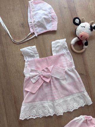 Conjunto 1 mes bebé 3 piezas hecho a mano