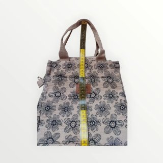 Bolso de mano floral gris y beige