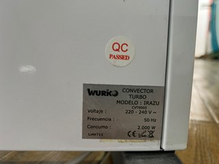 Convector WURKO 2000W con Turbo