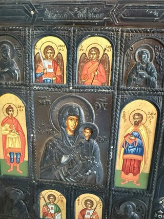 Icono bizantino Virgen con Niño en plata 950