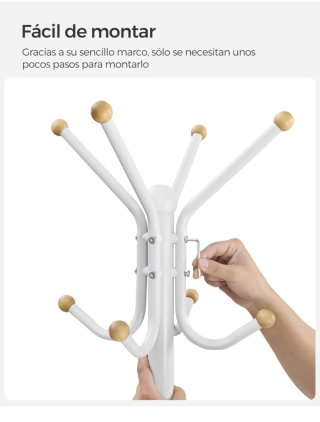Perchero de Pie SONGMICS Blanco 12 Ganchos
