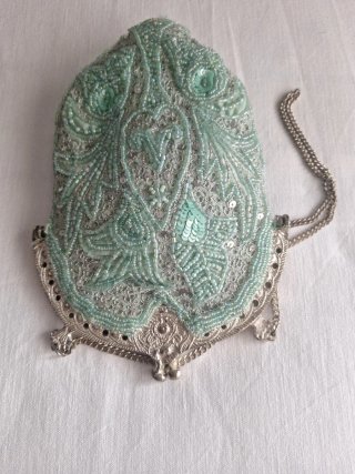 Bolso de fiesta plateado y verde azulado