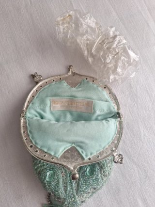 Bolso de fiesta plateado y verde azulado