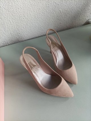 Zapatos de tacón beige/rosa talla 37