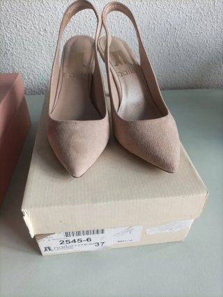 Zapatos de tacón beige/rosa talla 37