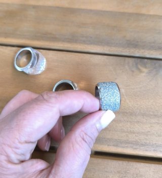 Anillos de acero plateados lote de 3