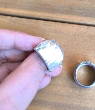 Anillos de acero plateados lote de 3