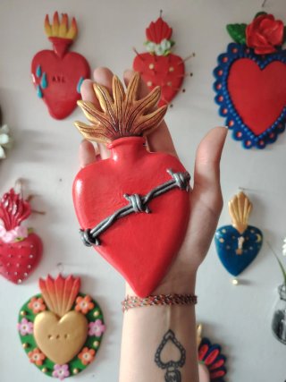 Cuore Sacro Argilla Decorazione Murale