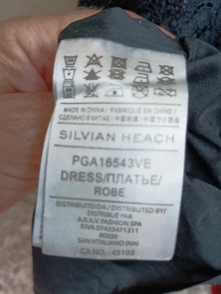 Vestito donna pizzo ricamato nero/verde XS