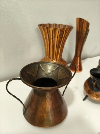 Set 5 oggetti vintage rame martellato