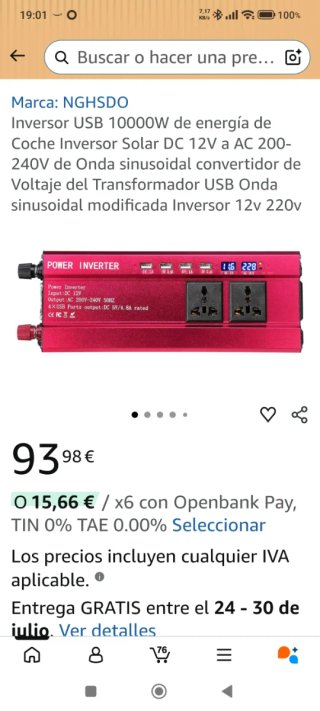 Inversor de Corriente 12V DC a 220V AC