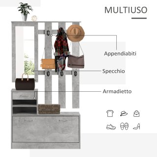 Mobile da Ingresso Appendiabiti con Scarpiera e Sp