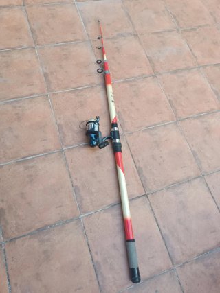 Caña de pescar telescópica con carrete
