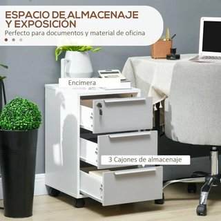 Mobile Archivio con Ruote 3 Cassetti con Serratura