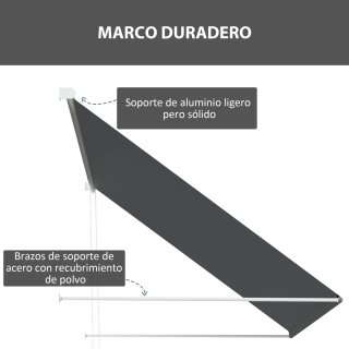 Toldo Retráctil Exterior Aluminio Negro