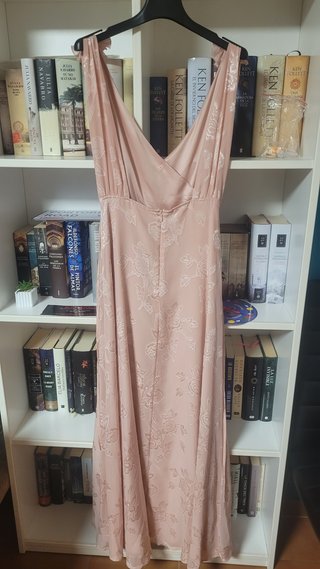 Vestido fiesta largo rosa palo T. S