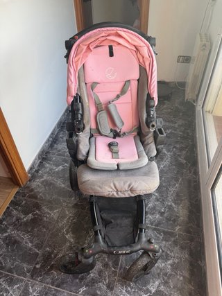 Carro bebé Jane rosa y gris