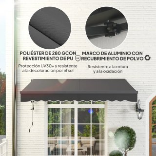 Toldo retráctil eléctrico con manivela