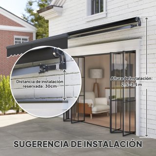Toldo retráctil eléctrico con manivela