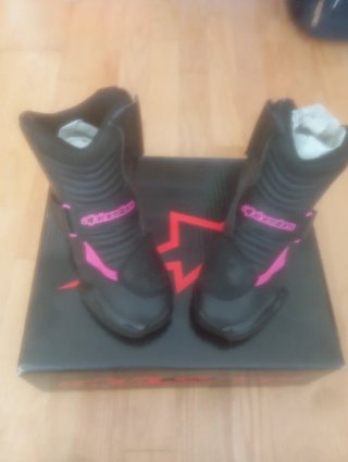 Botas Moto Alpinestars Negras y Rosas STELLA SMX-1