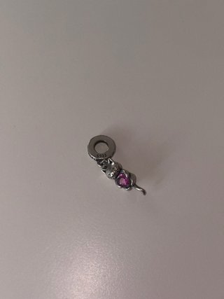 Charm Pandora Gato Corazón Rosa Plata
