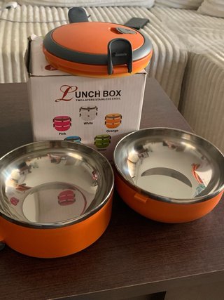 Fiambrera 2 Capas Acero Inox Naranja